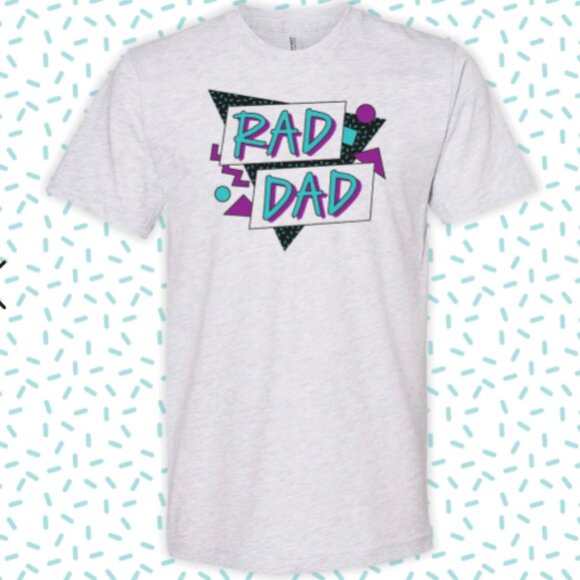 Curbside Apparel Rad Dad 90's Theme Geometric Screen print Graphic Tee - Picture 2 of 7